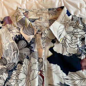 Floral Long Sleeveless Tunic Top 1X